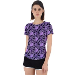 Electric Neon Abstract Print Pattern Back Cut Out Sport Tee