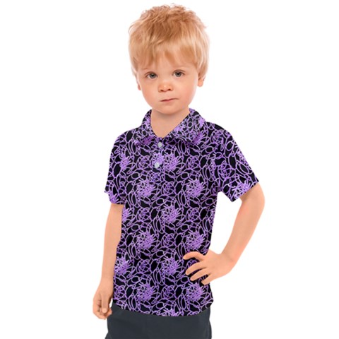 Electric Neon Abstract Print Pattern Kids  Polo Tee by dflcprintsclothing