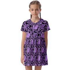 Electric Neon Abstract Print Pattern Kids  Asymmetric Collar Dress by dflcprintsclothing