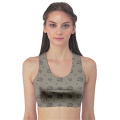 Stylized Cactus Motif Pattern Sports Bra