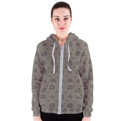 Stylized Cactus Motif Pattern Women s Zipper Hoodie