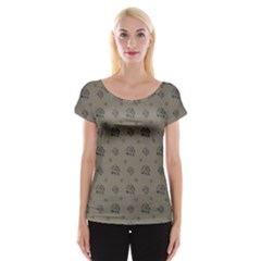 Stylized Cactus Motif Pattern Cap Sleeve Top by dflcprintsclothing