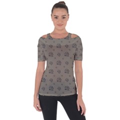 Stylized Cactus Motif Pattern Shoulder Cut Out Short Sleeve Top by dflcprintsclothing