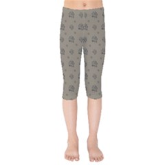 Stylized Cactus Motif Pattern Kids  Capri Leggings 