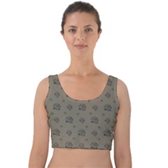 Stylized Cactus Motif Pattern Velvet Crop Top by dflcprintsclothing