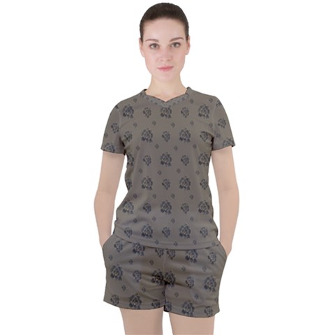 Stylized Cactus Motif Pattern Women s Tee And Shorts Set by dflcprintsclothing