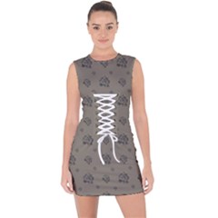 Stylized Cactus Motif Pattern Lace Up Front Bodycon Dress by dflcprintsclothing