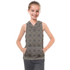 Stylized Cactus Motif Pattern Kids  Sleeveless Hoodie by dflcprintsclothing