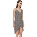 Stylized Cactus Motif Pattern Wrap Frill Dress View3