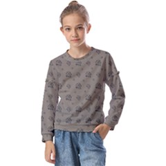 Stylized Cactus Motif Pattern Kids  Long Sleeve Tee With Frill 