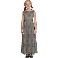 Stylized Cactus Motif Pattern Kids  Satin Sleeveless Maxi Dress by dflcprintsclothing