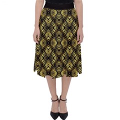 Tiled Mozaic Pattern, Gold And Black Color Symetric Design Classic Midi Skirt by Casemiro