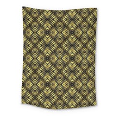 Tiled Mozaic Pattern, Gold And Black Color Symetric Design Medium Tapestry