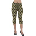 Tiled mozaic pattern, gold and black color symetric design Lightweight Velour Capri Leggings  View1