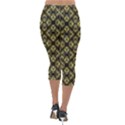 Tiled mozaic pattern, gold and black color symetric design Lightweight Velour Capri Leggings  View2