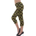 Tiled mozaic pattern, gold and black color symetric design Lightweight Velour Capri Leggings  View3