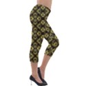 Tiled mozaic pattern, gold and black color symetric design Lightweight Velour Capri Leggings  View4