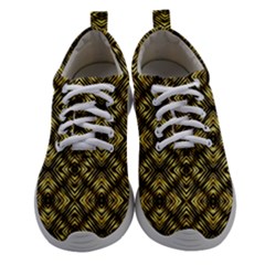 Tiled Mozaic Pattern, Gold And Black Color Symetric Design Athletic Shoes by Casemiro