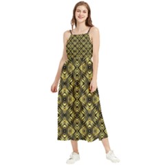 Tiled Mozaic Pattern, Gold And Black Color Symetric Design Boho Sleeveless Summer Dress by Casemiro