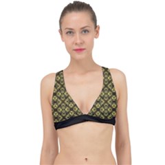 Tiled Mozaic Pattern, Gold And Black Color Symetric Design Classic Banded Bikini Top by Casemiro