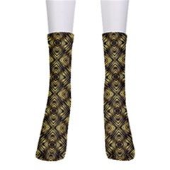 Tiled Mozaic Pattern, Gold And Black Color Symetric Design Crew Socks by Casemiro