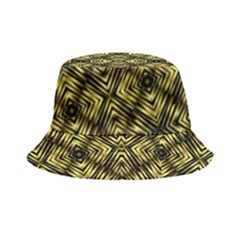 Tiled Mozaic Pattern, Gold And Black Color Symetric Design Bucket Hat by Casemiro