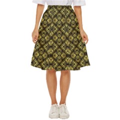 Tiled Mozaic Pattern, Gold And Black Color Symetric Design Classic Short Skirt