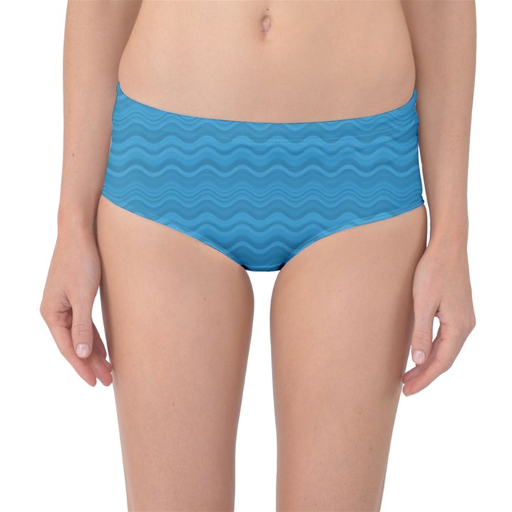 Sea Waves Mid-Waist Bikini Bottoms