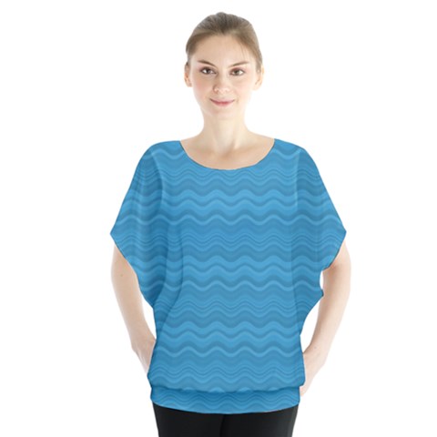 Sea Waves Batwing Chiffon Blouse by Sparkle