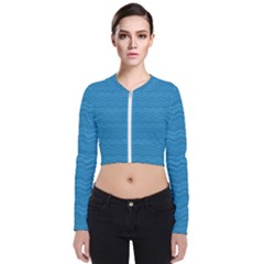 Sea Waves Long Sleeve Zip Up Bomber Jacket by Sparkle