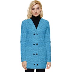 Sea Waves Button Up Hooded Coat  by Sparkle