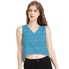 Sea Waves V-neck Cropped Tank Top by Sparkle