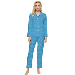 Sea Waves Womens  Long Sleeve Velvet Pocket Pajamas Set