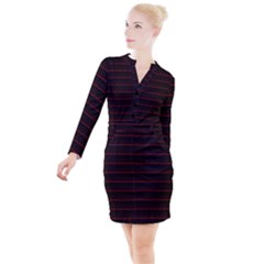 Digital Lines Button Long Sleeve Dress by Sparkle