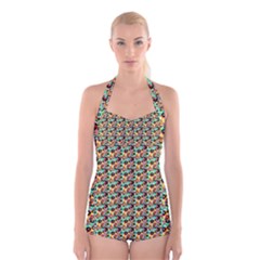 Color Spots Boyleg Halter Swimsuit  by Sparkle