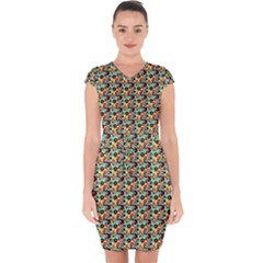 Color Spots Capsleeve Drawstring Dress  by Sparkle