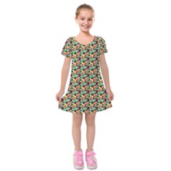 Color Spots Kids  Short Sleeve Velvet Dress by Sparkle