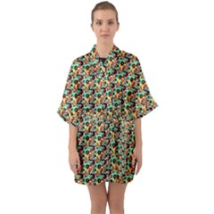 Color Spots Half Sleeve Satin Kimono  by Sparkle