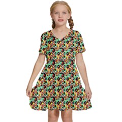 Color Spots Kids  Short Sleeve Tiered Mini Dress