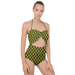 Glow Pattern Scallop Top Cut Out Swimsuit by Sparkle