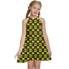 Glow Pattern Kids  Halter Collar Waist Tie Chiffon Dress