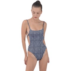 Diamond Pattern Tie Strap One Piece Swimsuit by Sparkle