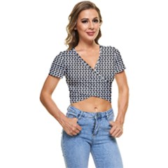 Diamond Pattern Short Sleeve Foldover Tee by Sparkle