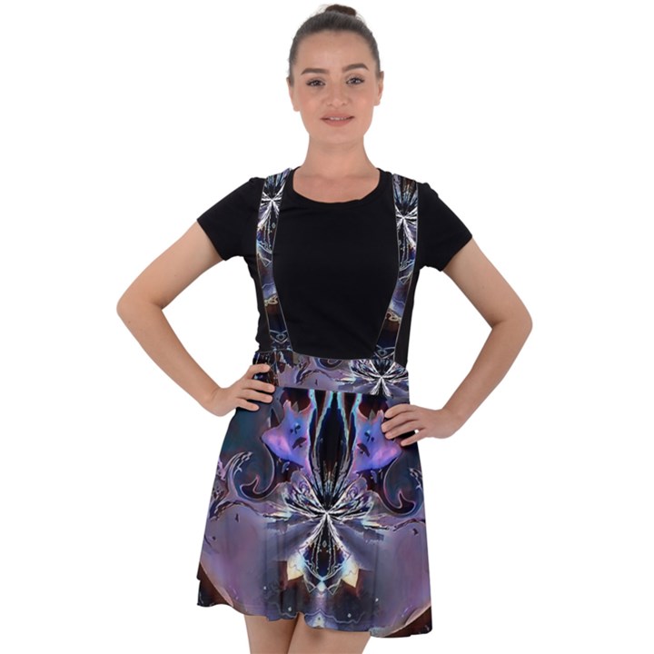 The High Priestess Card Velvet Suspender Skater Skirt