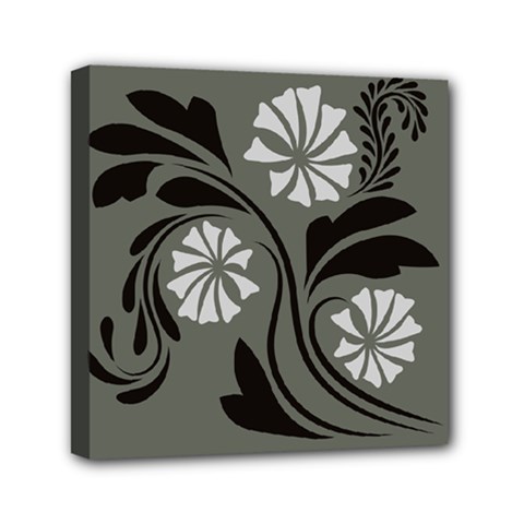 Folk Flowers Floral Art Print Flowers Abstract Art  Mini Canvas 6  X 6  (stretched) by Eskimos