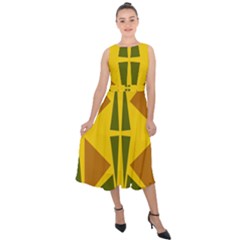  Abstract Geometric Design   Geometric Fantasy  Terrazzo  Midi Tie-back Chiffon Dress by Eskimos