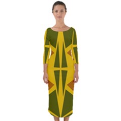  Abstract Geometric Design   Geometric Fantasy  Terrazzo  Quarter Sleeve Midi Bodycon Dress by Eskimos