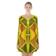  Abstract Geometric Design   Geometric Fantasy  Terrazzo  Long Sleeve Velvet V-neck Dress by Eskimos