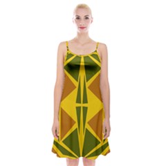  Abstract Geometric Design   Geometric Fantasy  Terrazzo  Spaghetti Strap Velvet Dress by Eskimos