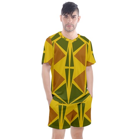 Folk Flowers Floral Art Print Flowers Abstract Art  Men s Mesh Tee And Shorts Set by Eskimos